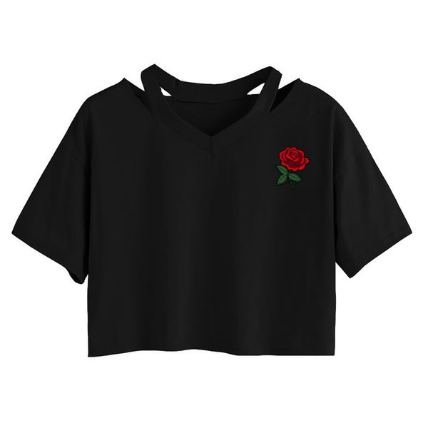 women's t-shirt summer female harajuku trend short paragraph loose sleeve rose flower casual, White
women's t-shirt summer female harajuku trend short paragraph loose sleeve rose flower casual, White