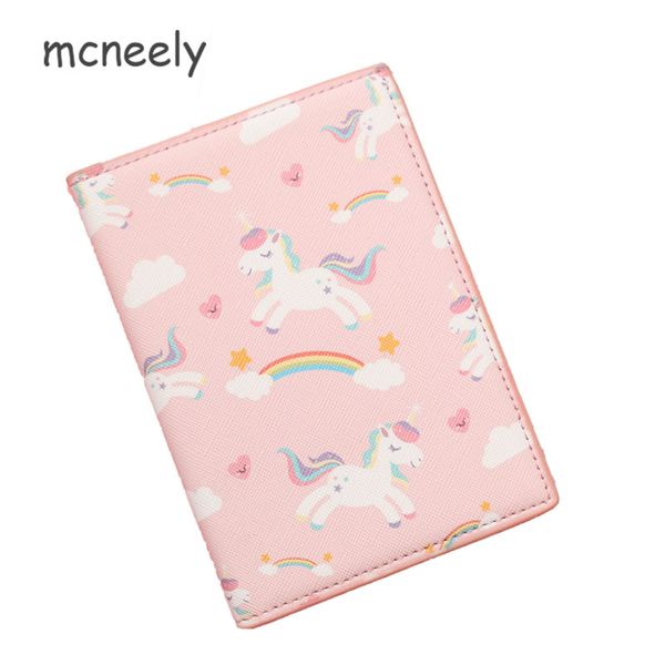 

unicorn travel passport holder monocerus women journey document organizer wallet passport id card cover ticket credit bag case, White