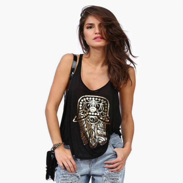 Everyday Summer Women Gold Hamsa Hand Print Vest Tops Loose Sleeveless Tanks Punk Tops Sexy Free Shipping Wholesale S-XL
Everyday Summer Women Gold Hamsa Hand Print Vest Tops Loose Sleeveless Tanks Punk Tops Sexy Free Shipping Wholesale S-XL