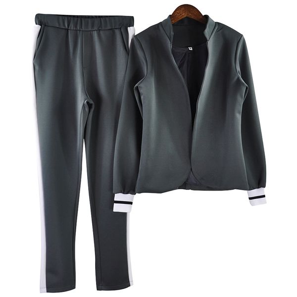 polyester women 2 two piece set suits long sleeve stand -up collar buttonless black and white tracksuit female full length, Gray
polyester women 2 two piece set suits long sleeve stand -up collar buttonless black and white tracksuit female full length, Gray