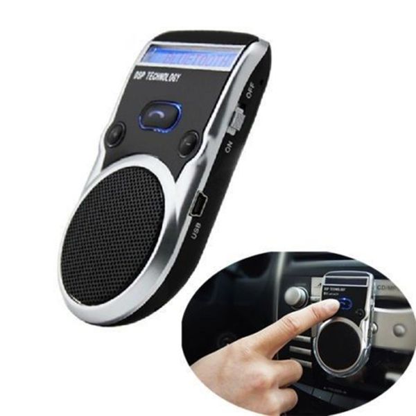 solar powered lcd display bluetooth car kit handscalling device speaker