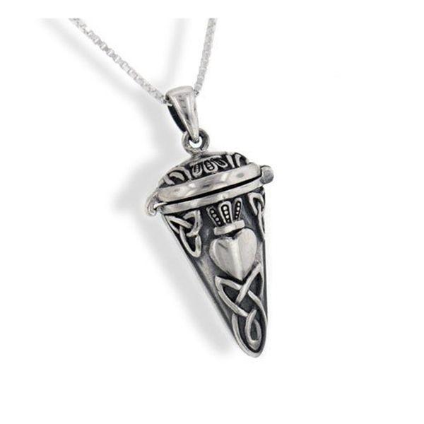 celtic knot claddagh perfume vial - poison jar - urn pendulum pendant for ashes necklace with funnel filler kit, Silver
celtic knot claddagh perfume vial - poison jar - urn pendulum pendant for ashes necklace with funnel filler kit, Silver