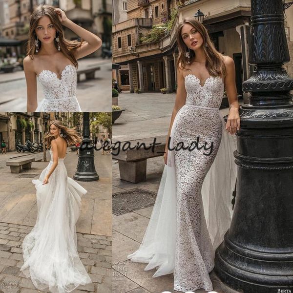 2019 berta mermaid wedding dresses with detachable train modest sweetheart full length trumpet garden church wedding gown, White
2019 berta mermaid wedding dresses with detachable train modest sweetheart full length trumpet garden church wedding gown, White