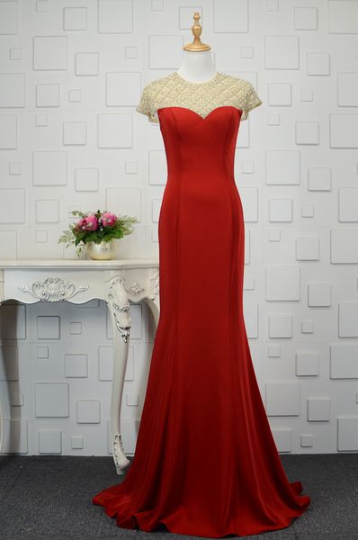 2019 red new sheer neck mermaid slim evening dresses satin vestidos de festa luxury crystal prom party gowns beading long prom dress, Black;red
2019 red new sheer neck mermaid slim evening dresses satin vestidos de festa luxury crystal prom party gowns beading long prom dress, Black;red