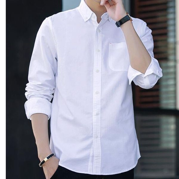 summer casual new cotton white shirt men's long-sleeved slim dress korean version of the trend of middle-aged shirts, White;black
summer casual new cotton white shirt men's long-sleeved slim dress korean version of the trend of middle-aged shirts, White;black