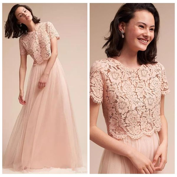2021 blush pink two piece lace short sleeves long bridesmaid dresses vintage lace tulle custom maid of honor prom party gowns cheap, White;pink
2021 blush pink two piece lace short sleeves long bridesmaid dresses vintage lace tulle custom maid of honor prom party gowns cheap, White;pink
