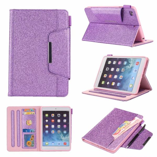 

Leather Wallet For Apple iPad Mini 1 2 3,4,Ipad 2 3 4, 5 6 Air 2 9.7'',2017 2018 PU Luxury Bling Glitter Sparkle Pouch Card Case Skin Cover