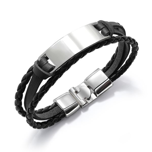 aenine men id bracelet black three layer braided leather bangles stainless steel silver buckle clasp bracelets&bangles oph1301, Golden;silver 
aenine men id bracelet black three layer braided leather bangles stainless steel silver buckle clasp bracelets&bangles oph1301, Golden;silver