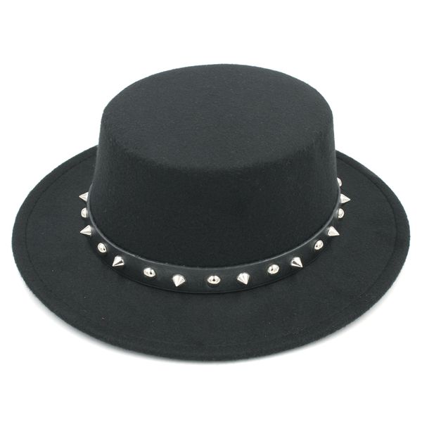new fashion men women wool blend bowler cap flat hat wide brim boater sailor cap pork pie hat leather band with rivet, Blue;gray
new fashion men women wool blend bowler cap flat hat wide brim boater sailor cap pork pie hat leather band with rivet, Blue;gray