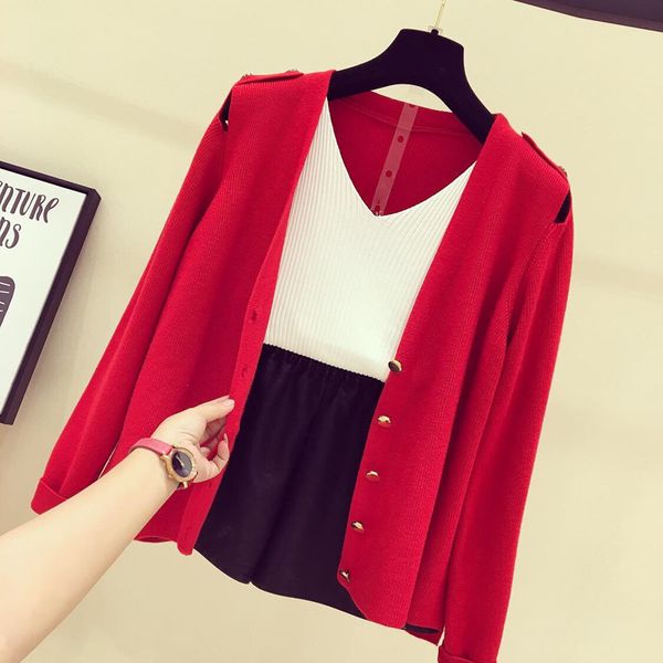 knitting cardigan coat female solid button v-neck collar long-sleeve fall 2018 new chic net infrared thin sweater office lady, White;black
knitting cardigan coat female solid button v-neck collar long-sleeve fall 2018 new chic net infrared thin sweater office lady, White;black