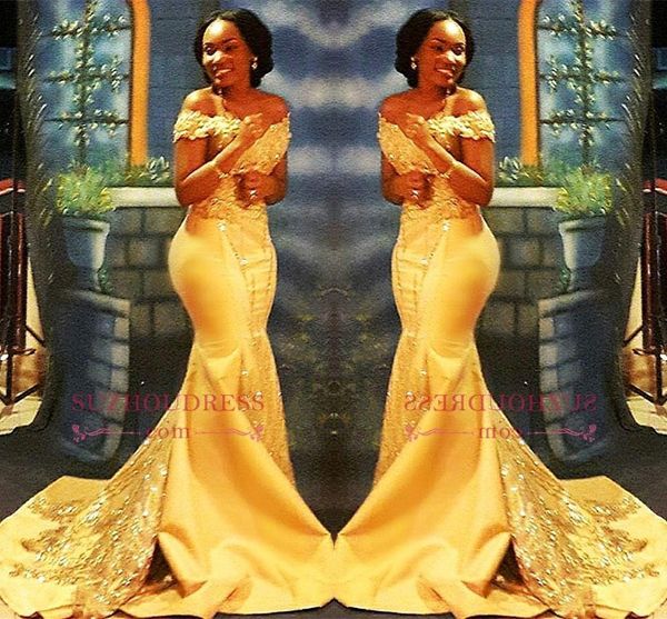 african nigerian yellow mermaid prom dresses 2018 off shoulders lace sequined satin evening prom gowns ba8405, Black
african nigerian yellow mermaid prom dresses 2018 off shoulders lace sequined satin evening prom gowns ba8405, Black