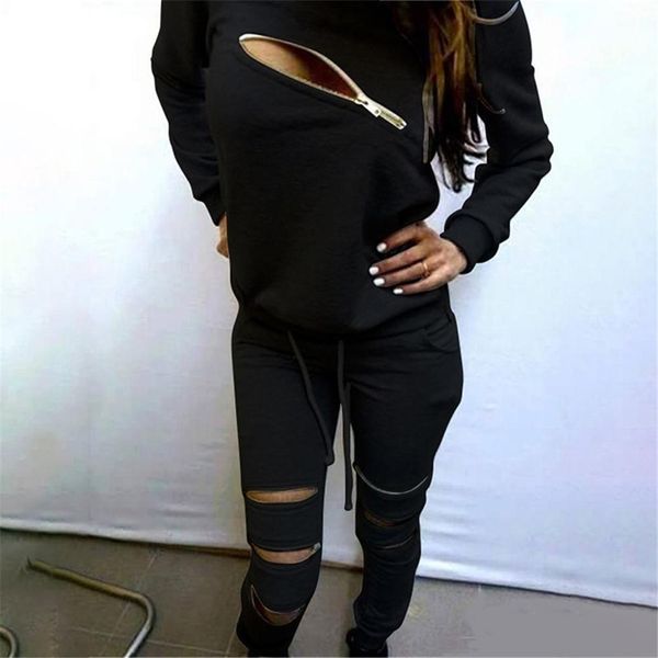 two piece set women zipper tracksuit long sleeve hoodies sport suit sweatpants running gym female fitness set autumn, Black;blue
two piece set women zipper tracksuit long sleeve hoodies sport suit sweatpants running gym female fitness set autumn, Black;blue
