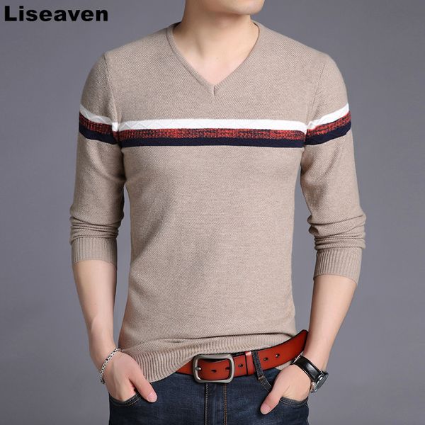 liseaven new autumn winter sweaters v neck pullover men slim fit knitted sweater knitwear, White;black
liseaven new autumn winter sweaters v neck pullover men slim fit knitted sweater knitwear, White;black