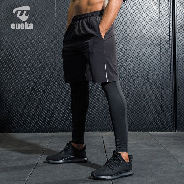 euoka 2 pieces set mens running shorts+tights workout gym fitness training sports jogging shorts breathable with pockets, Black;blue
euoka 2 pieces set mens running shorts+tights workout gym fitness training sports jogging shorts breathable with pockets, Black;blue
