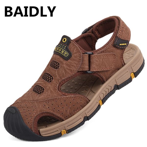 baidly men genuine leather sandals shoes closed toe leather male sandals summer beach men shoes real, Black
baidly men genuine leather sandals shoes closed toe leather male sandals summer beach men shoes real, Black