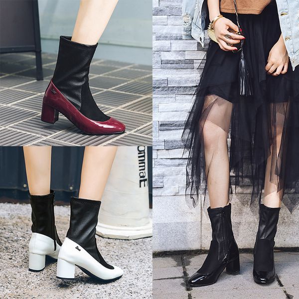 latest design black white patch mixed zip patent leather suede ladies chunky heeled ankle boots booties for women
latest design black white patch mixed zip patent leather suede ladies chunky heeled ankle boots booties for women