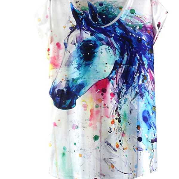 2017 round collar women t shirt summer style ink painting horse pattern print t-shirt female clothes, White
2017 round collar women t shirt summer style ink painting horse pattern print t-shirt female clothes, White