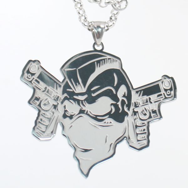 silver gnayy large size stainless steel icp skull double gun pendant necklace punk jewelry for mens rolo chain 4mm30''
silver gnayy large size stainless steel icp skull double gun pendant necklace punk jewelry for mens rolo chain 4mm30''