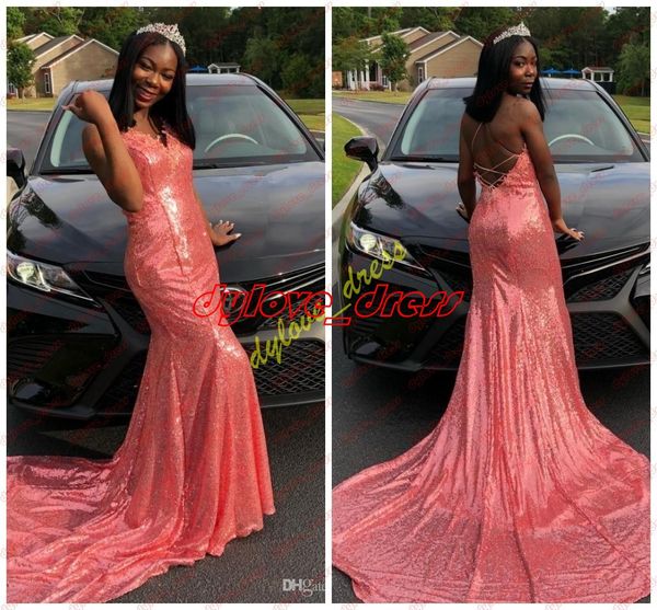 plus size sequined prom dresses 2021 pink mermaid prom dress, Black