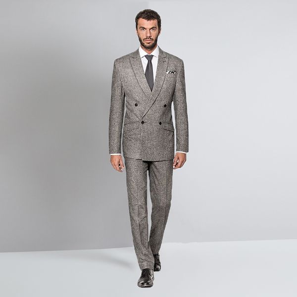 grey tweed men suits 2018 fall winter double breasted men's jacket peaked lapel elegant blazer for business wedding tuxedo pants, White;black
grey tweed men suits 2018 fall winter double breasted men's jacket peaked lapel elegant blazer for business wedding tuxedo pants, White;black