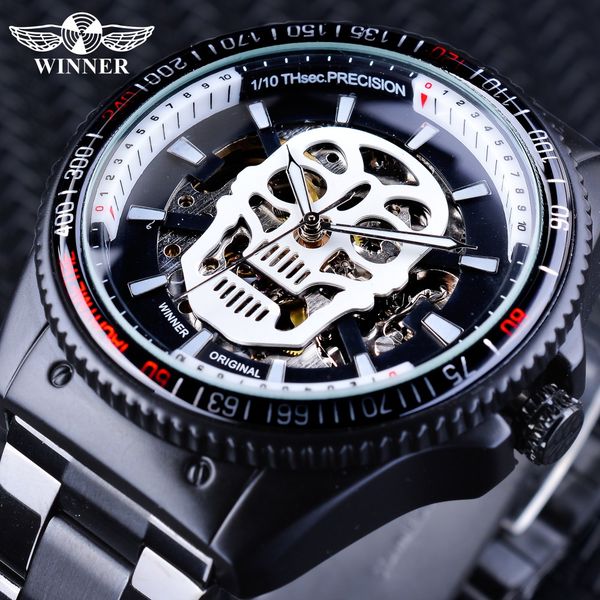 winner clock sport series skull luminous design black stainless steel skeleton watch men's automatic watches top, Slivery;brown
winner clock sport series skull luminous design black stainless steel skeleton watch men's automatic watches top, Slivery;brown