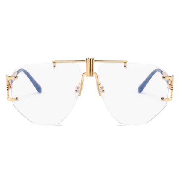 gold rimless glasses women brand designer clear lens 2019 oversized eyeglasses frame men retro metal clear lens sunglasses nx, White;black
gold rimless glasses women brand designer clear lens 2019 oversized eyeglasses frame men retro metal clear lens sunglasses nx, White;black