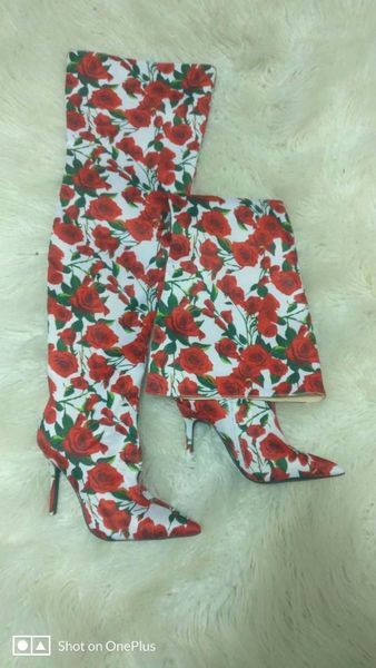 real picture pointed toe high heels thigh high boots print rose stiletto heel over the knee boots 2018 winter, Black
real picture pointed toe high heels thigh high boots print rose stiletto heel over the knee boots 2018 winter, Black