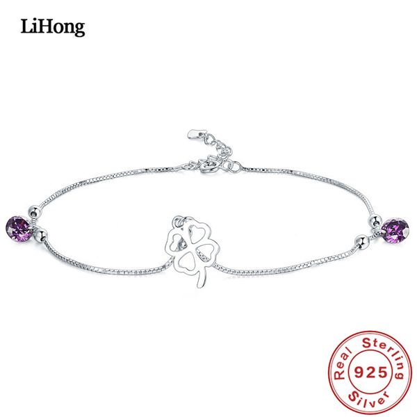 2018 new 925 silver anklet woman lucky clover purple crystal pendant anklet luxury jewelry, Red;blue
2018 new 925 silver anklet woman lucky clover purple crystal pendant anklet luxury jewelry, Red;blue