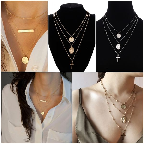 3 styles sequins multilayer necklace metal strip cross pendant chokers necklaces clavicle chain gold silver women jewelry g48l
3 styles sequins multilayer necklace metal strip cross pendant chokers necklaces clavicle chain gold silver women jewelry g48l