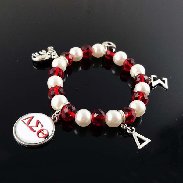 Delta Sigma Theta Sorority DST Greek White Pearl Red crystal cutom DIY charm elastic Bracelet Jewelry
Delta Sigma Theta Sorority DST Greek White Pearl Red crystal cutom DIY charm elastic Bracelet Jewelry