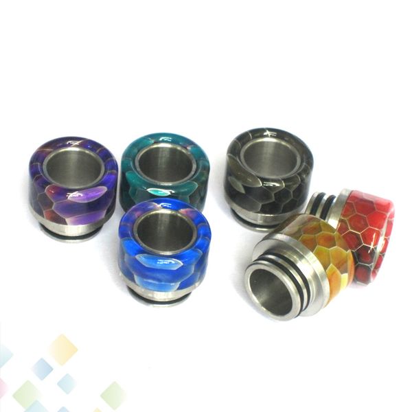

Snakeskin TFV12 Prince Resin SS Drip Tip TFV8 Honeycomb Epoxy Resin Mouthpiece for 810 Atomizers Cobra Grid Mouthpiece Acrylic packaging