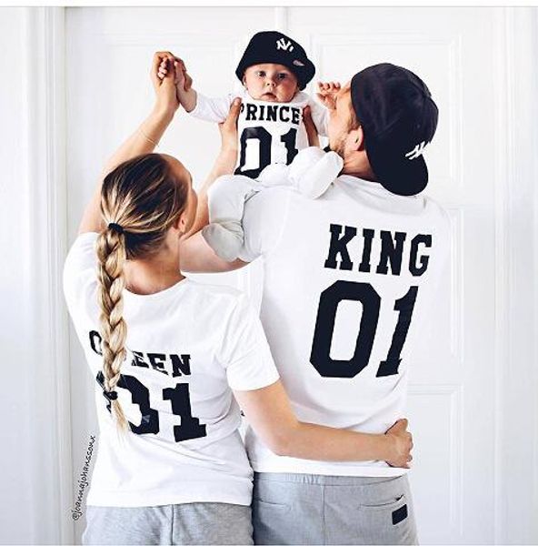 Новая семья Король Королева Письмо печати рубашка, 100% хлопок футболка мать и дочь