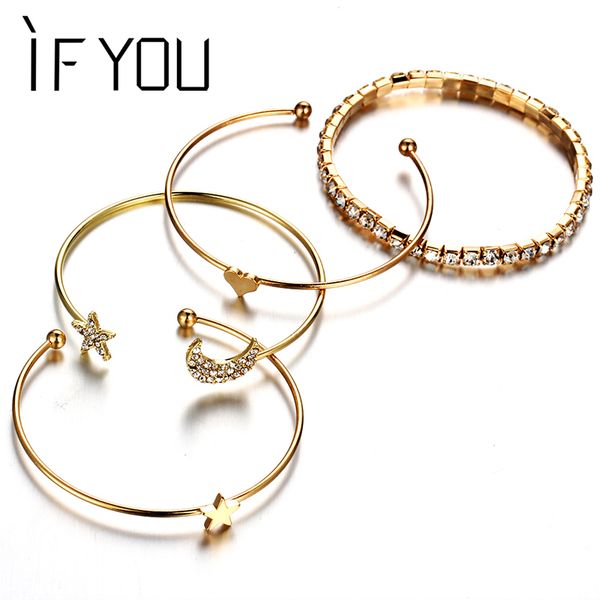 if you 4pcs/set star moon bracelets&bangles heart for women fashion alloy gold color crystal multilayer bracelets jewelry gifts, Black
if you 4pcs/set star moon bracelets&bangles heart for women fashion alloy gold color crystal multilayer bracelets jewelry gifts, Black