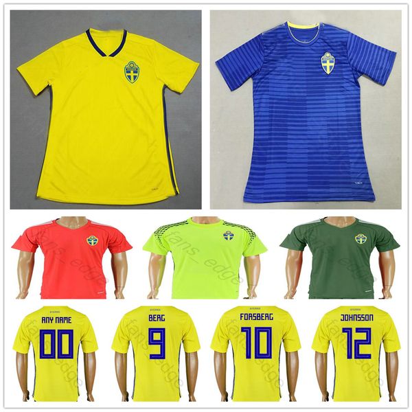 2018 Sweden Soccer Jersey 13 JOHANSSON 12 JOHNSSON 11 GUIDETTI 10 FORSBERG 9 BERG 7 LARSSON Blank Custom Football camisa de futebol maillot
2018 Sweden Soccer Jersey 13 JOHANSSON 12 JOHNSSON 11 GUIDETTI 10 FORSBERG 9 BERG 7 LARSSON Blank Custom Football camisa de futebol maillot