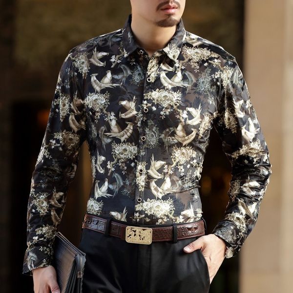 men velvet shirt party shirts for men planting bird gold see through shirt long sleeve camisa social masculina camisa hombre, White;black
men velvet shirt party shirts for men planting bird gold see through shirt long sleeve camisa social masculina camisa hombre, White;black