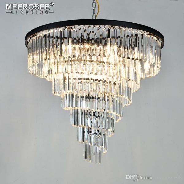 Luxury Crystal Chandelier Light Lustres Modern Black Pendant Luminaires Multi-layer Hanging Lighting For Restaurant L Drop Lamparas