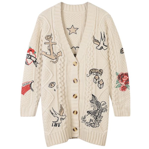 new 2018 street v collar embroidery jacket all-match long carp swallow knit cardigan, White;black
new 2018 street v collar embroidery jacket all-match long carp swallow knit cardigan, White;black