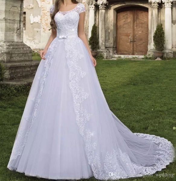elegant cap sleeve wedding dresses scoop neck a line lace bridal gowns custom made sweep train beach wedding dress, White
elegant cap sleeve wedding dresses scoop neck a line lace bridal gowns custom made sweep train beach wedding dress, White