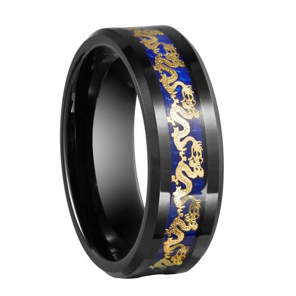8mm black tungsten carbide ring with gold color dragon inlay couples weddings engagement rings bands, Slivery;golden
8mm black tungsten carbide ring with gold color dragon inlay couples weddings engagement rings bands, Slivery;golden