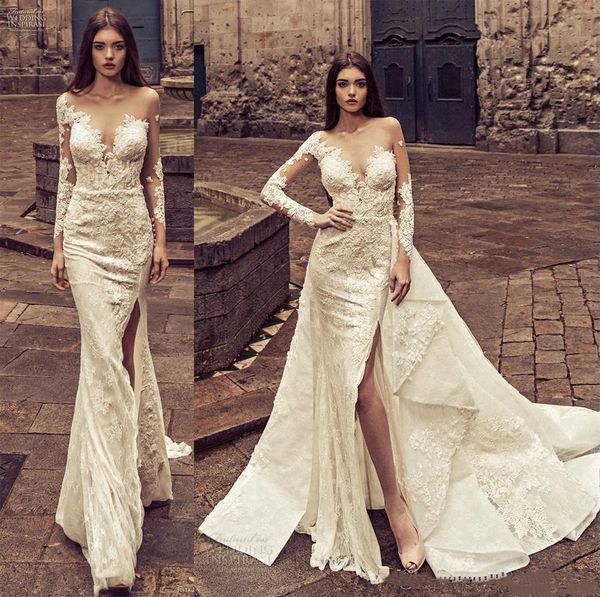 2018 julia kontogruni elegant mermaid wedding dresses overskirt exquisite lace applique bridal gowns long sleeves illusion custom made, White
2018 julia kontogruni elegant mermaid wedding dresses overskirt exquisite lace applique bridal gowns long sleeves illusion custom made, White