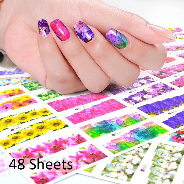 1 pack 48 sheets colorful pretty flowers nail art water stickers decals full wraps nails transfer sticker for women nails diy, Black
1 pack 48 sheets colorful pretty flowers nail art water stickers decals full wraps nails transfer sticker for women nails diy, Black