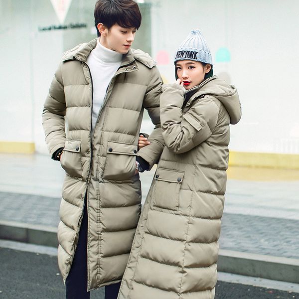 men women's winter cotton padded jacket lovers hooded thickening long winter jackets men, Black
men women's winter cotton padded jacket lovers hooded thickening long winter jackets men, Black