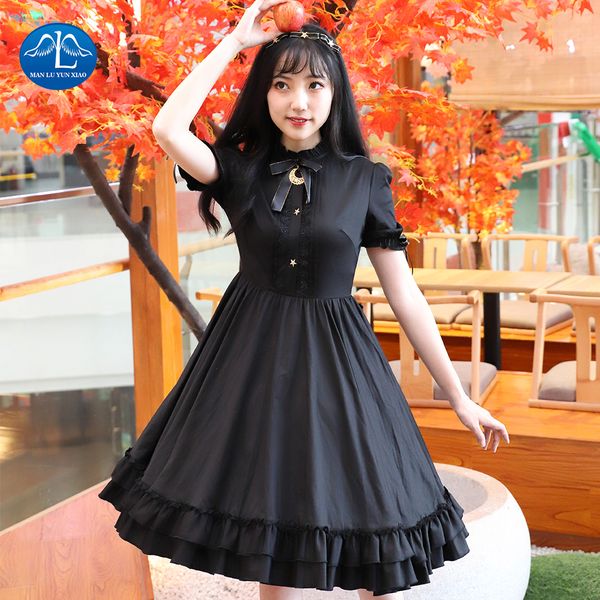 2018 original summer women black bowknot court retro daily short sleeve sweet lolita dress dress wholesale, Black;red
2018 original summer women black bowknot court retro daily short sleeve sweet lolita dress dress wholesale, Black;red
