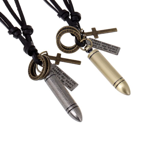chaomo fashion new jewelry factory direct retro men's leather necklace bullet model personality accessories manufacturers wholesale, Silver
chaomo fashion new jewelry factory direct retro men's leather necklace bullet model personality accessories manufacturers wholesale, Silver