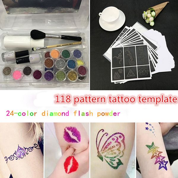 ishowtienda glitter tattoo powder temporary tattoo body painting kit brushes glue stencils tatoo for free
ishowtienda glitter tattoo powder temporary tattoo body painting kit brushes glue stencils tatoo for free