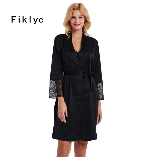 fiklyc brand fashion women's satin & lace patchwork hollow out robe & gown sets two pieces ladies nightwear sets new design, Black;red
fiklyc brand fashion women's satin & lace patchwork hollow out robe & gown sets two pieces ladies nightwear sets new design, Black;red