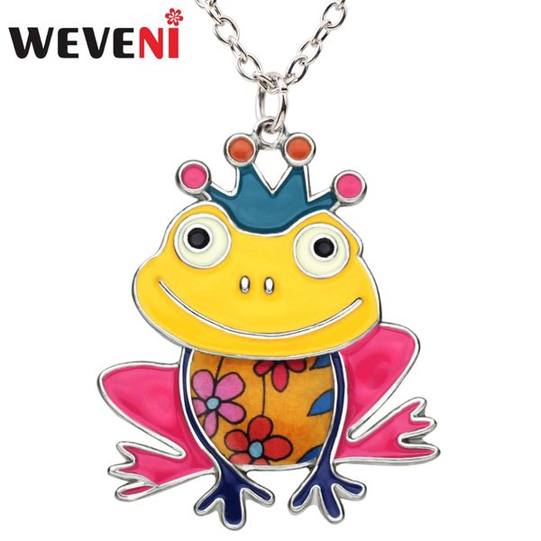 weveni enamel alloy happy frog prince crown necklace pendant chain cute animal jewelry for women girls accessories wholesale new, Silver
weveni enamel alloy happy frog prince crown necklace pendant chain cute animal jewelry for women girls accessories wholesale new, Silver