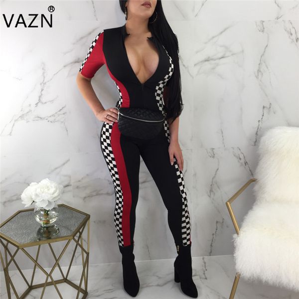 vazn special design 2018 new popular casual style women jumpsuit plaid zipper o-neck short sleeve bodycon romper 2816, Black;white
vazn special design 2018 new popular casual style women jumpsuit plaid zipper o-neck short sleeve bodycon romper 2816, Black;white