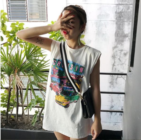 summer new korean ulzzang harajuku style long car letter print loose vest t-shirt 001, White
summer new korean ulzzang harajuku style long car letter print loose vest t-shirt 001, White