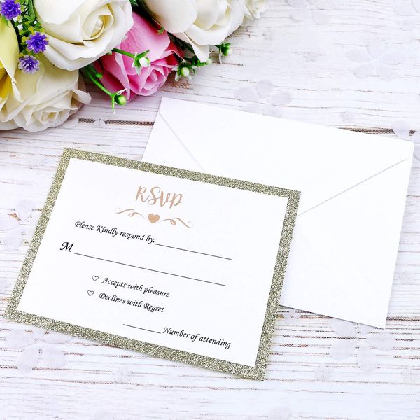 Elegant r vp card champagne gold glitter paper ub trate with printing word ivory envelope u e with invitation card together
Elegant r vp card champagne gold glitter paper ub trate with printing word ivory envelope u e with invitation card together